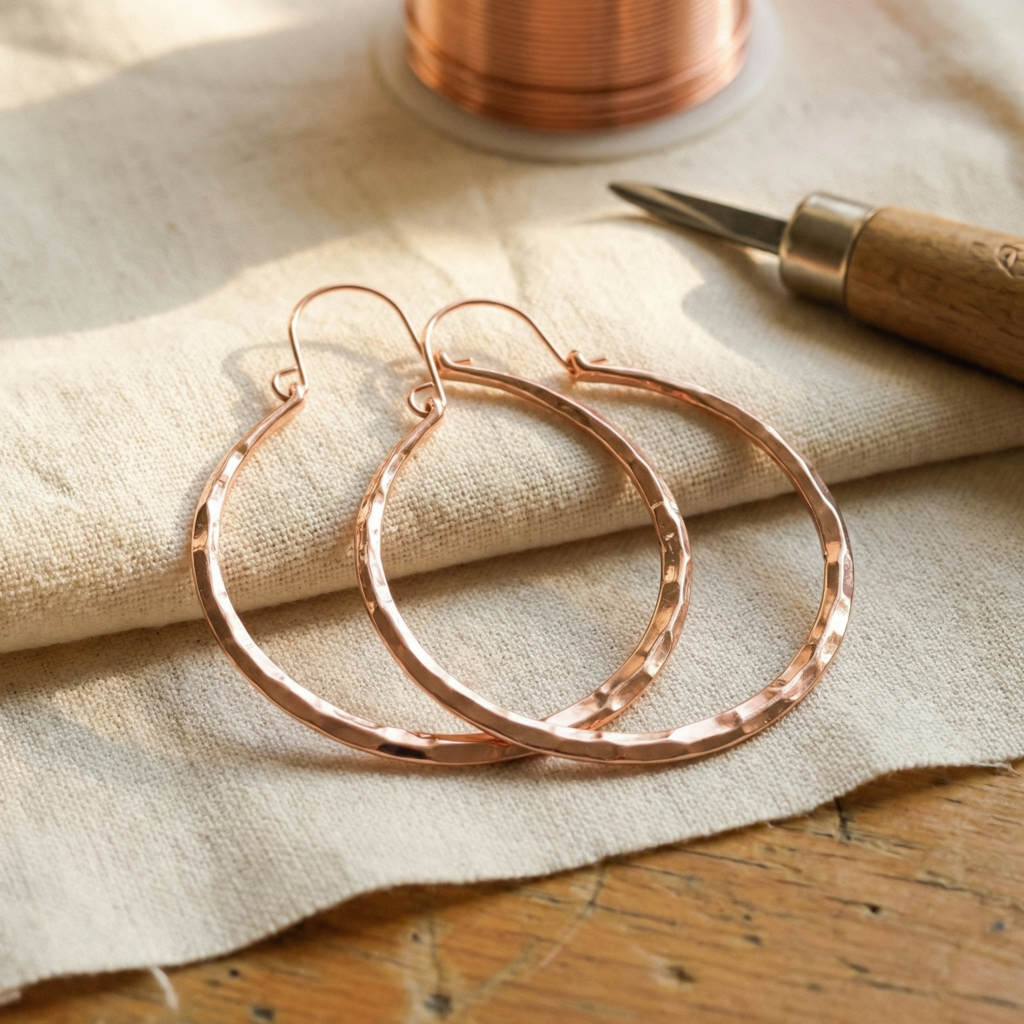 Pendientes de cobre de sauce