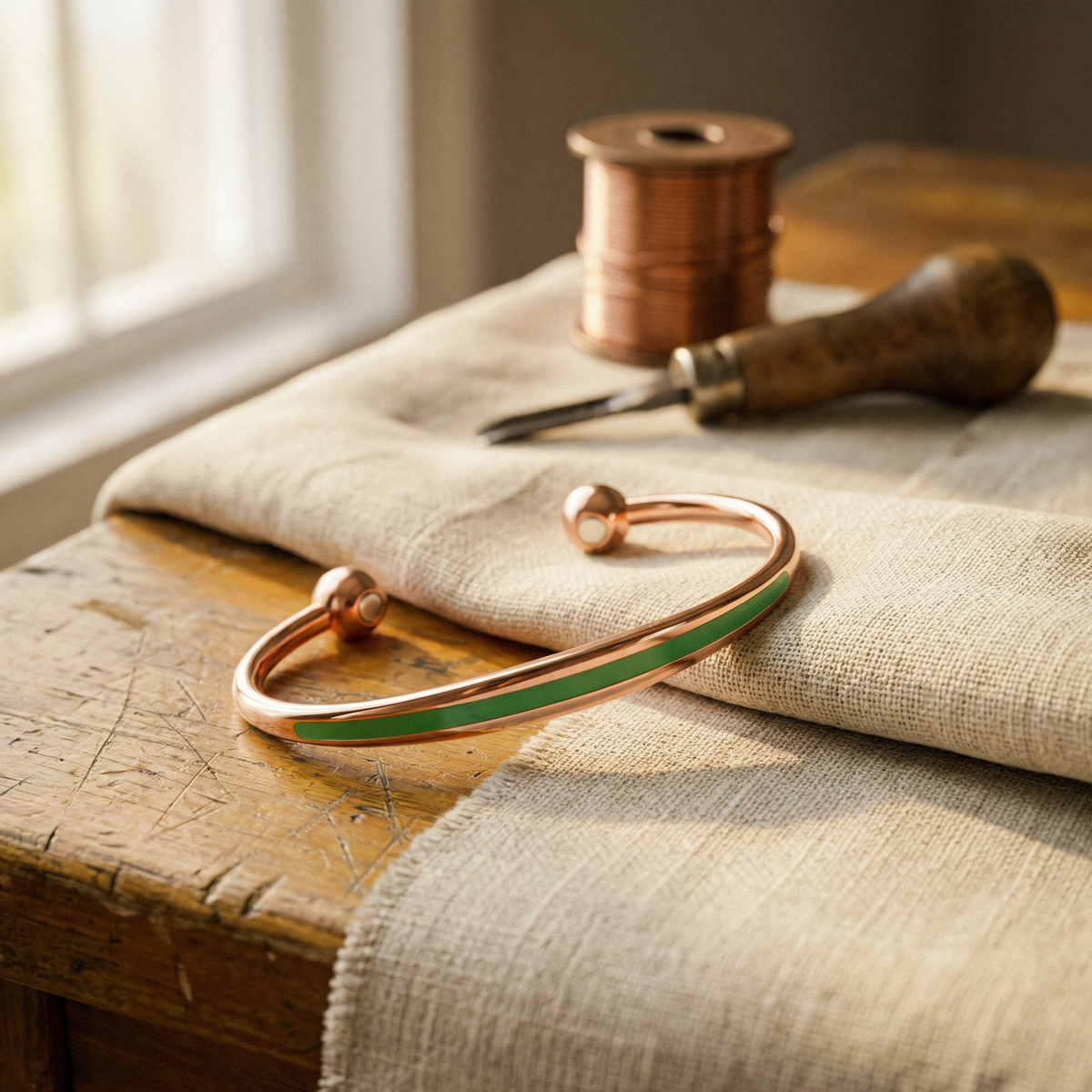 Pendientes de cobre y jade